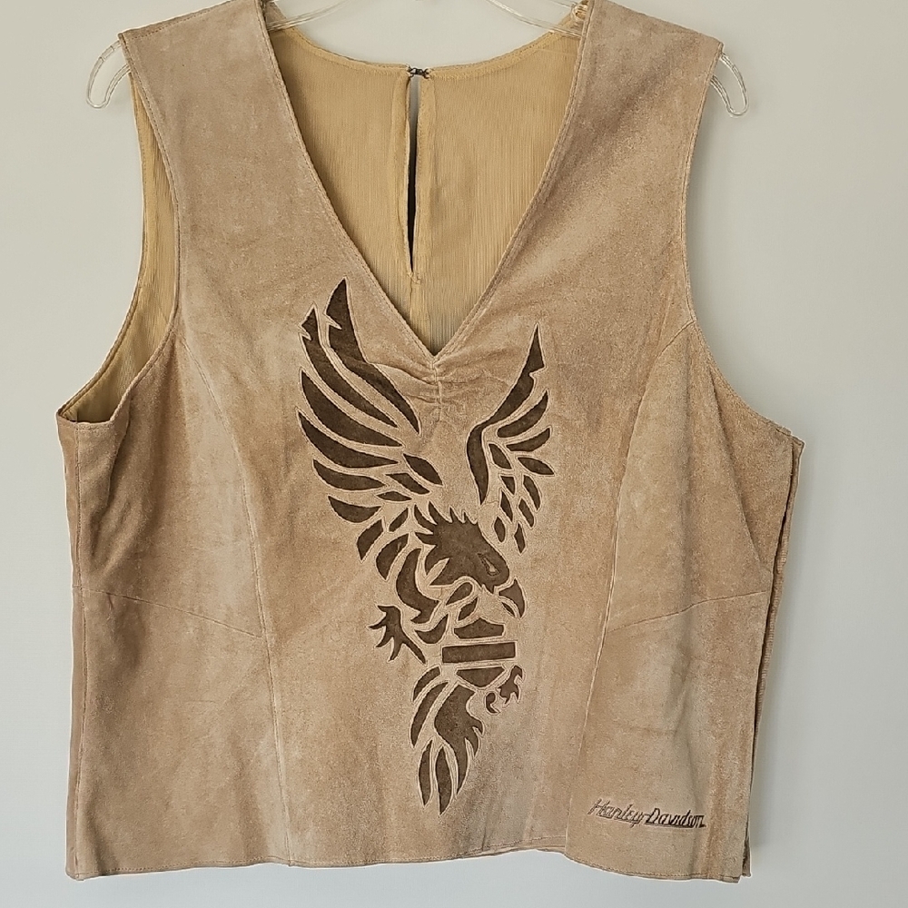 Harley-Davidson Tan Suede Tank with Eagle Motif